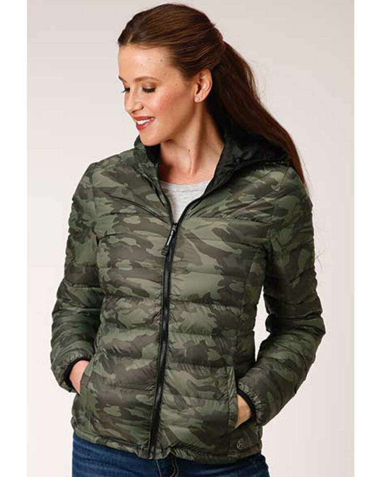 Roper Women's Camo Quilted Puffer Hooded Jacket, Camouflage, hi-res