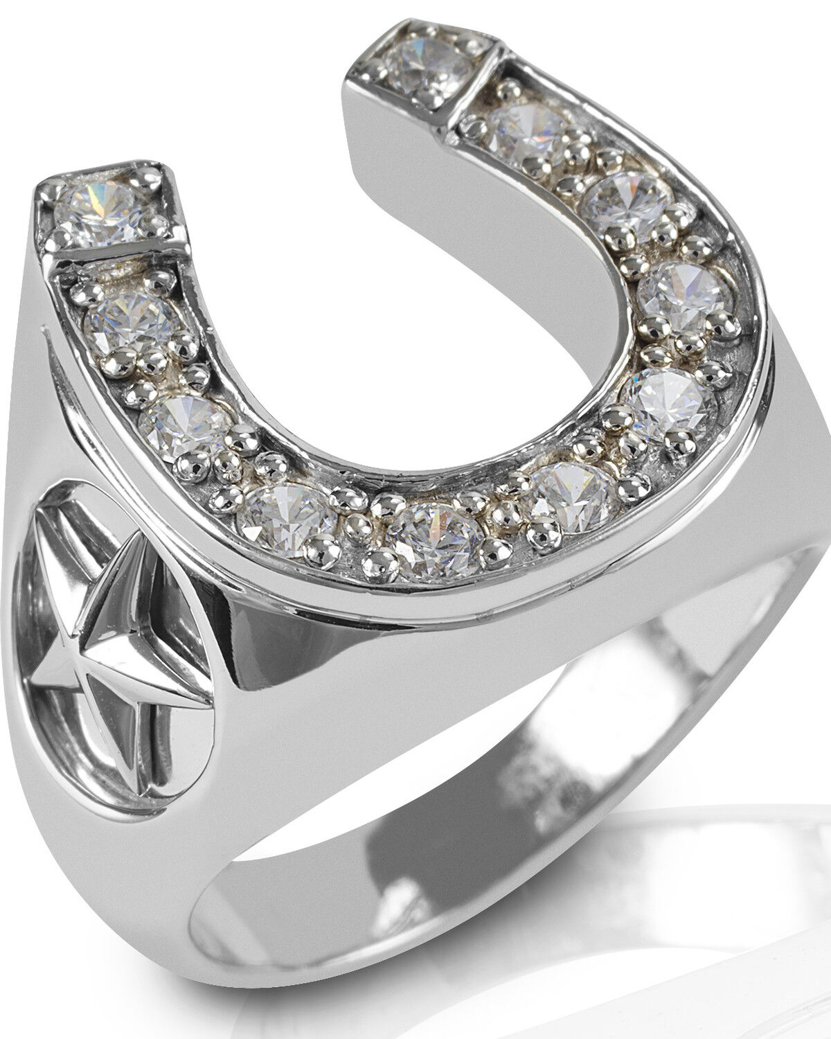 Image #1 - Kelly Herd Men's Engraved Stars Horseshoe Ring, Silver, hi-res
