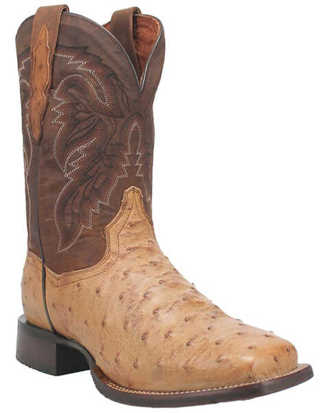 Image #1 - Dan Post Men's Alamosa Full Quill Ostrich Western Performance Boots - Broad Square Toe, Sand, hi-res