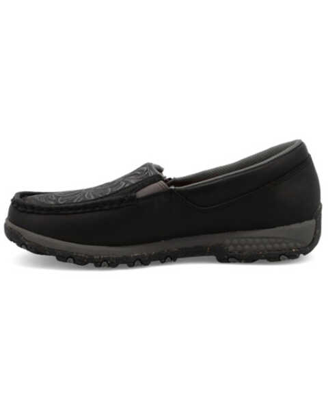  Twisted X Womens CellStretch Slip-On Casual Tooled Driving Moc, Black, hi-res