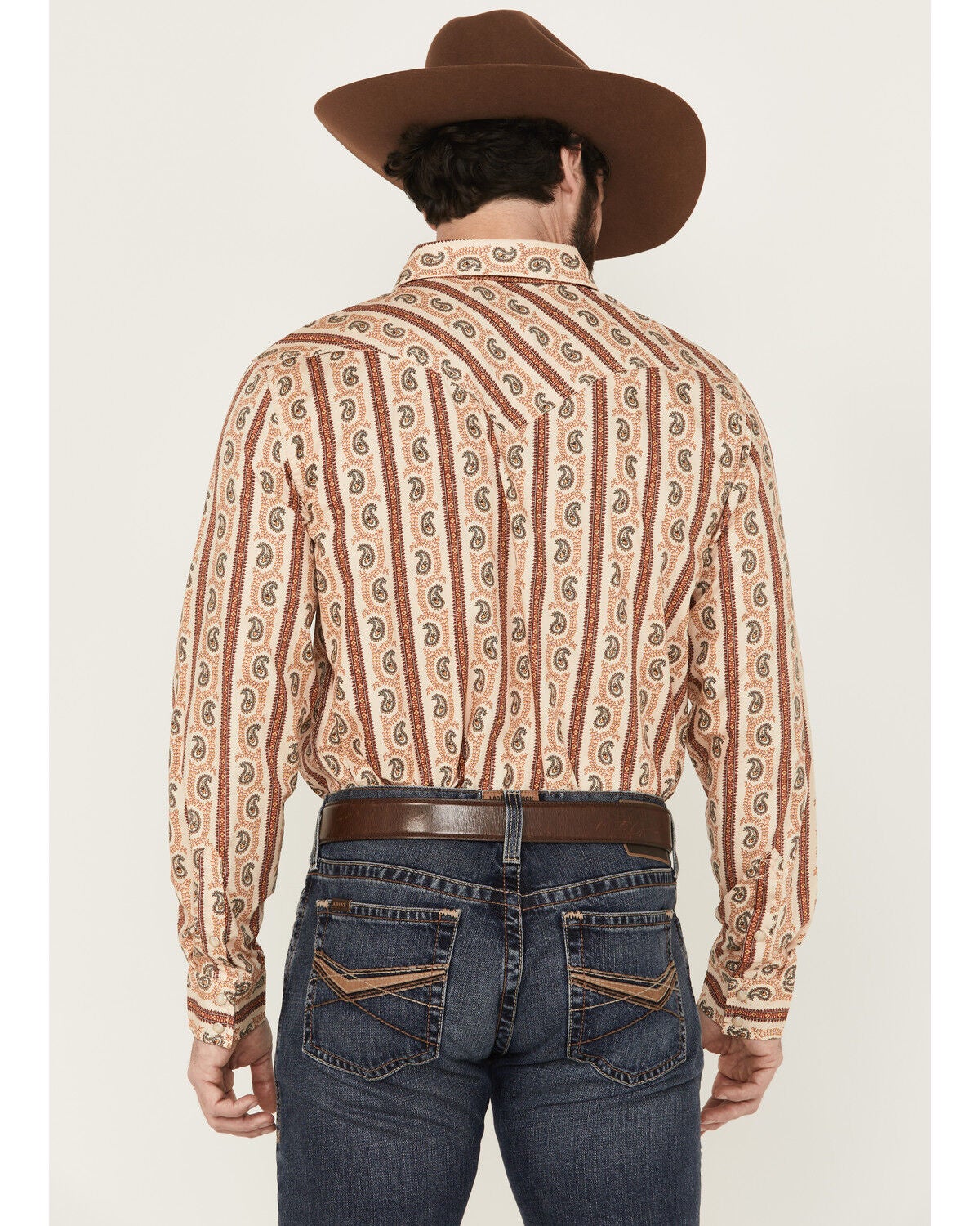 Image #4 - Cody James Men's Stillwell Paisley Print Long Sleeve Snap Western Shirt, Tan, hi-res