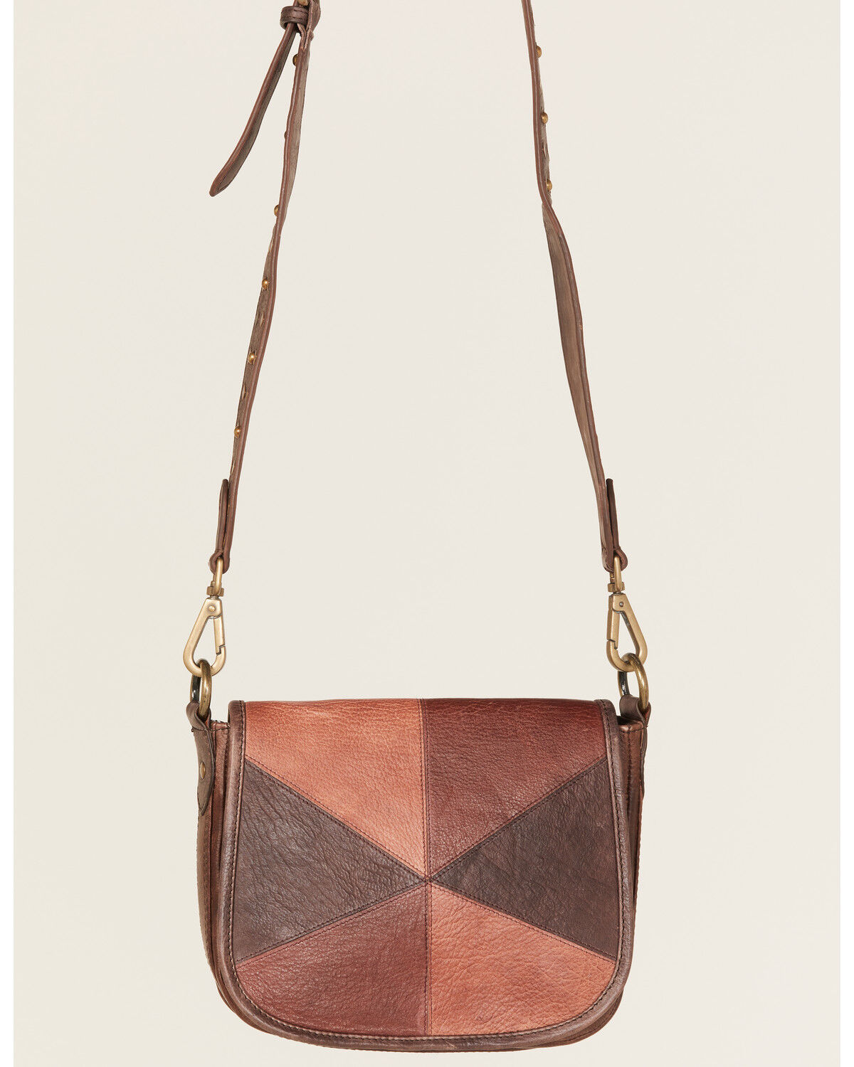 Image #1 - Cleo + Wolf Patchwork Crossbody, Distressed Brown, hi-res