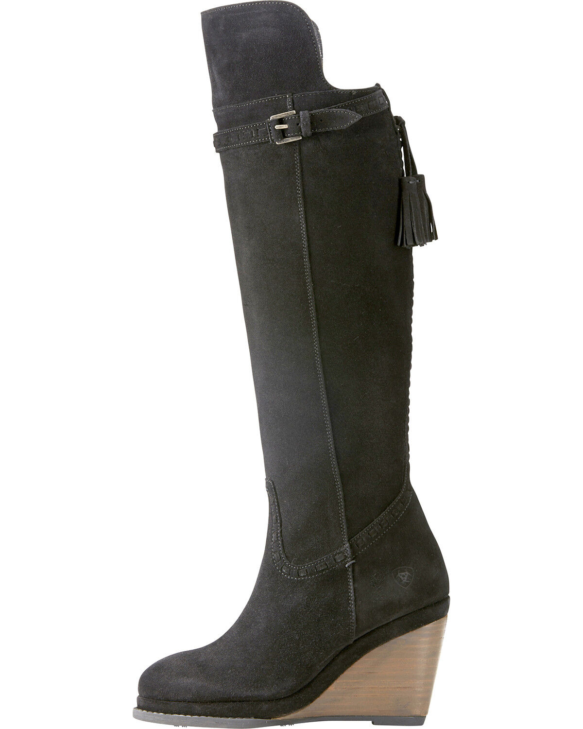 black suede wedge boots