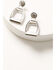 Image #2 - Lainey Wilson Women's Stirrup Drop Earrings, Silver, hi-res