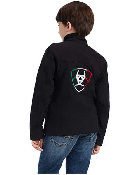 Image #4 - Ariat Boys' Mexico Flag Logo Embroidered Softshell Jacket, Black, hi-res