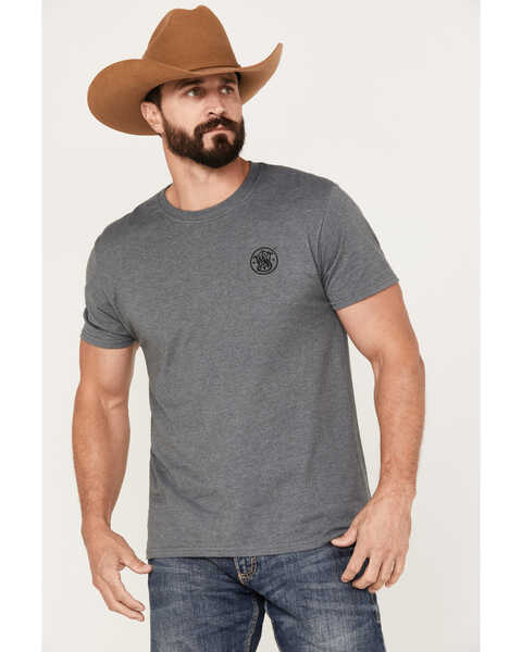 Image #1 - Smith & Wesson Men's Revolver Short Sleeve Graphic T-Shirt, Heather Grey, hi-res