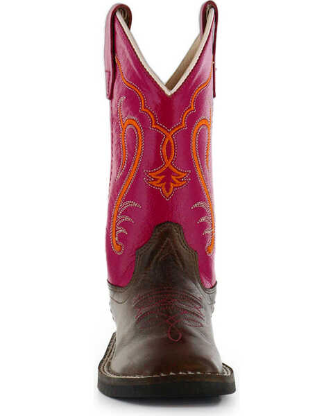 Shyanne Little Girls' Western Boots - Square Toe , Brown/pink, hi-res