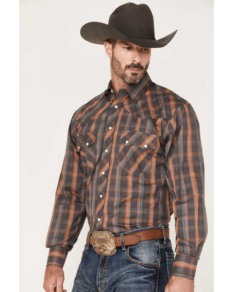 Image #2 - Resistol Men's Reid Plaid Print Long Sleeve Snap Western Shirt , Dark Grey, hi-res