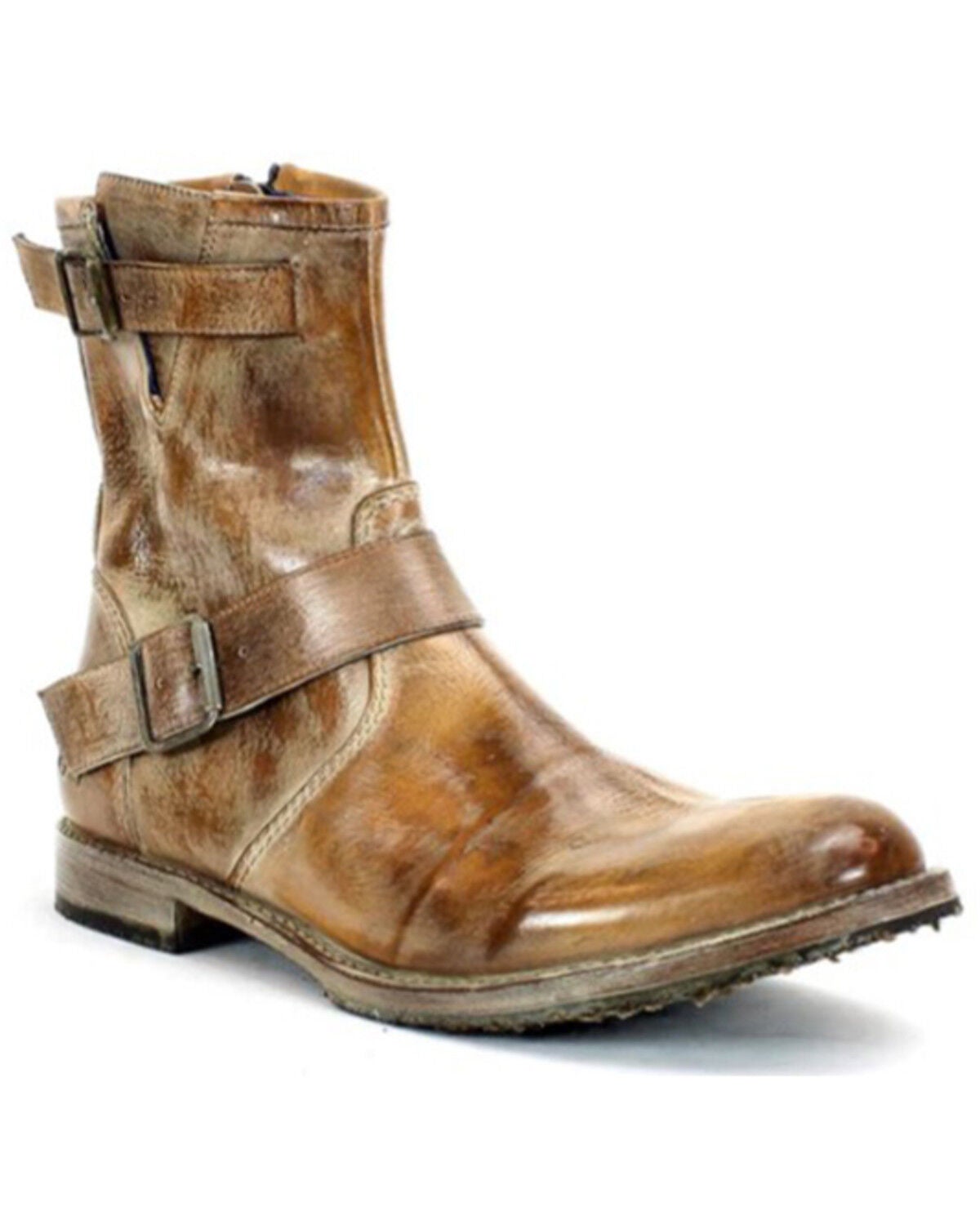 Bed Stu Men's Fellow Double Buckle Boot - Round Toe, Tan, hi-res