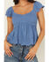 Image #3 - Cleo + Wolf Women's Elizabeth Peplum Top, Steel Blue, hi-res