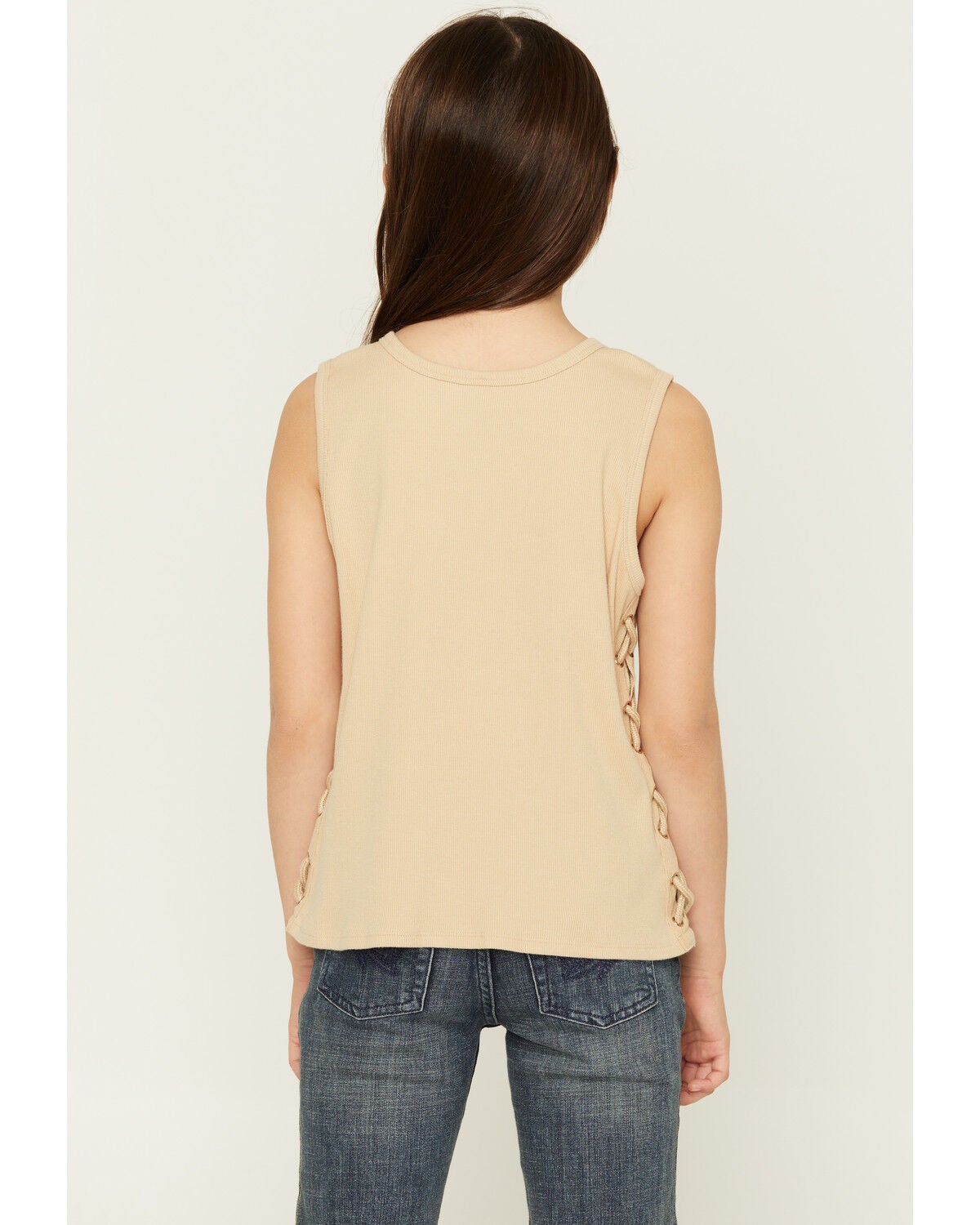 Image #4 - Buttercup Girls' Horse Lace-Up Tank, Brown, hi-res