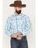 Image #1 - Wrangler Men's Logo Plaid Print Long Sleeve Western Snap Shirt, Light Blue, hi-res