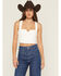 Image #1 - Show Me Your Mumu Women's Crossroads Corset Sleeveless Denim Top, White, hi-res