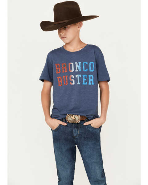 Cody James Boys' Bronco Buster Short Sleeve Graphic T-Shirt, Navy, hi-res