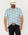 Image #1 - Panhandle Men's Southwestern Print Short Sleeve Performance Polo Shirt, White, hi-res