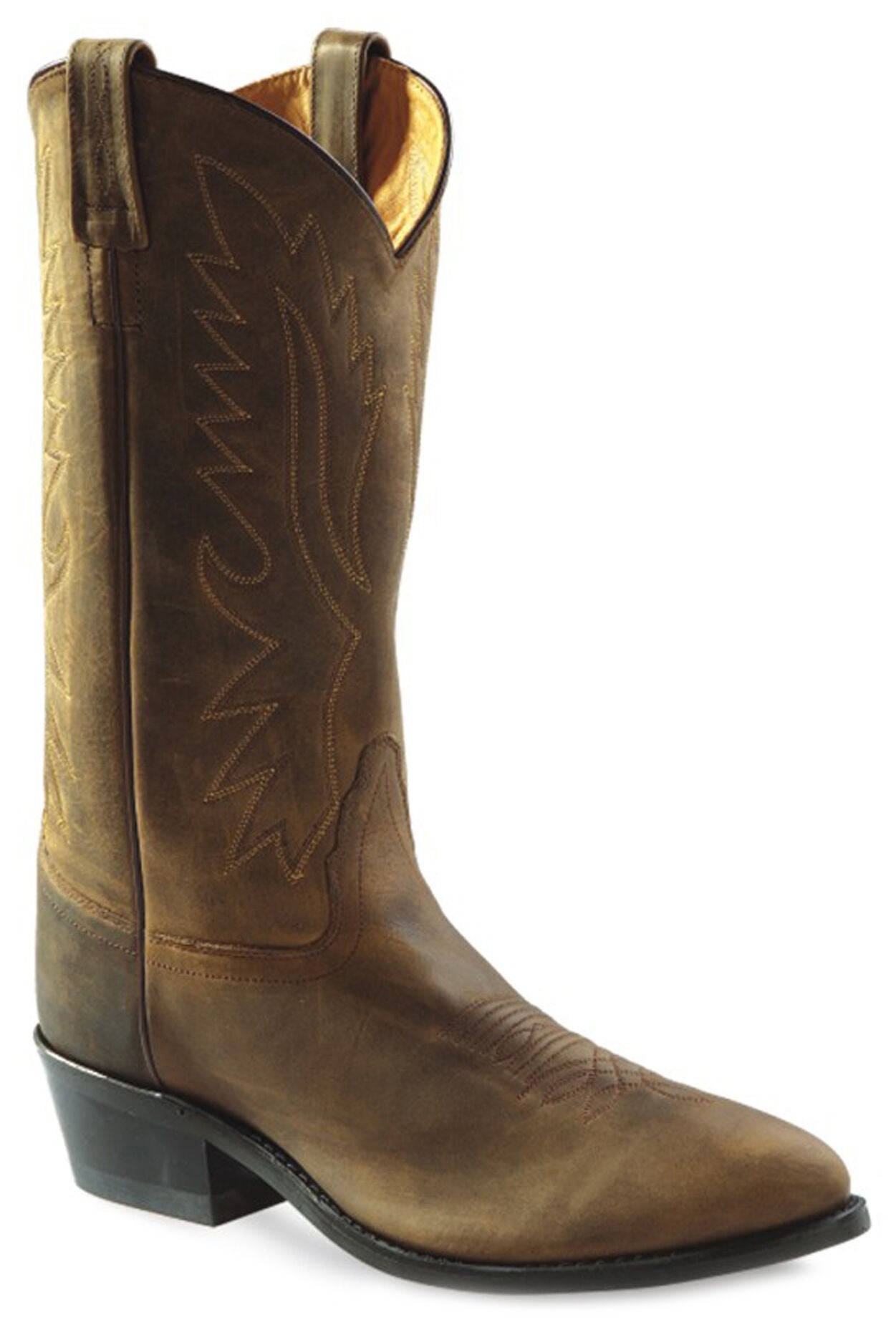 Bottes Western En Cuir Pour Homme Old West - Style Cowboy, Pointure Large EE, Marron - Neuf Avec Emballage