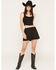 Image #1 - Originality Women's Rhinestone Mini Skort, Black, hi-res