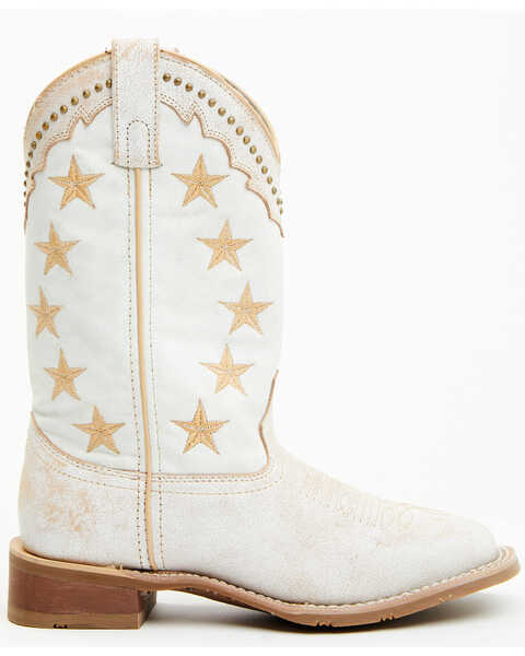 Image #2 - Laredo Women's Early Star 11" Studded Western Performance Boots - Broad Square Toe, White, hi-res