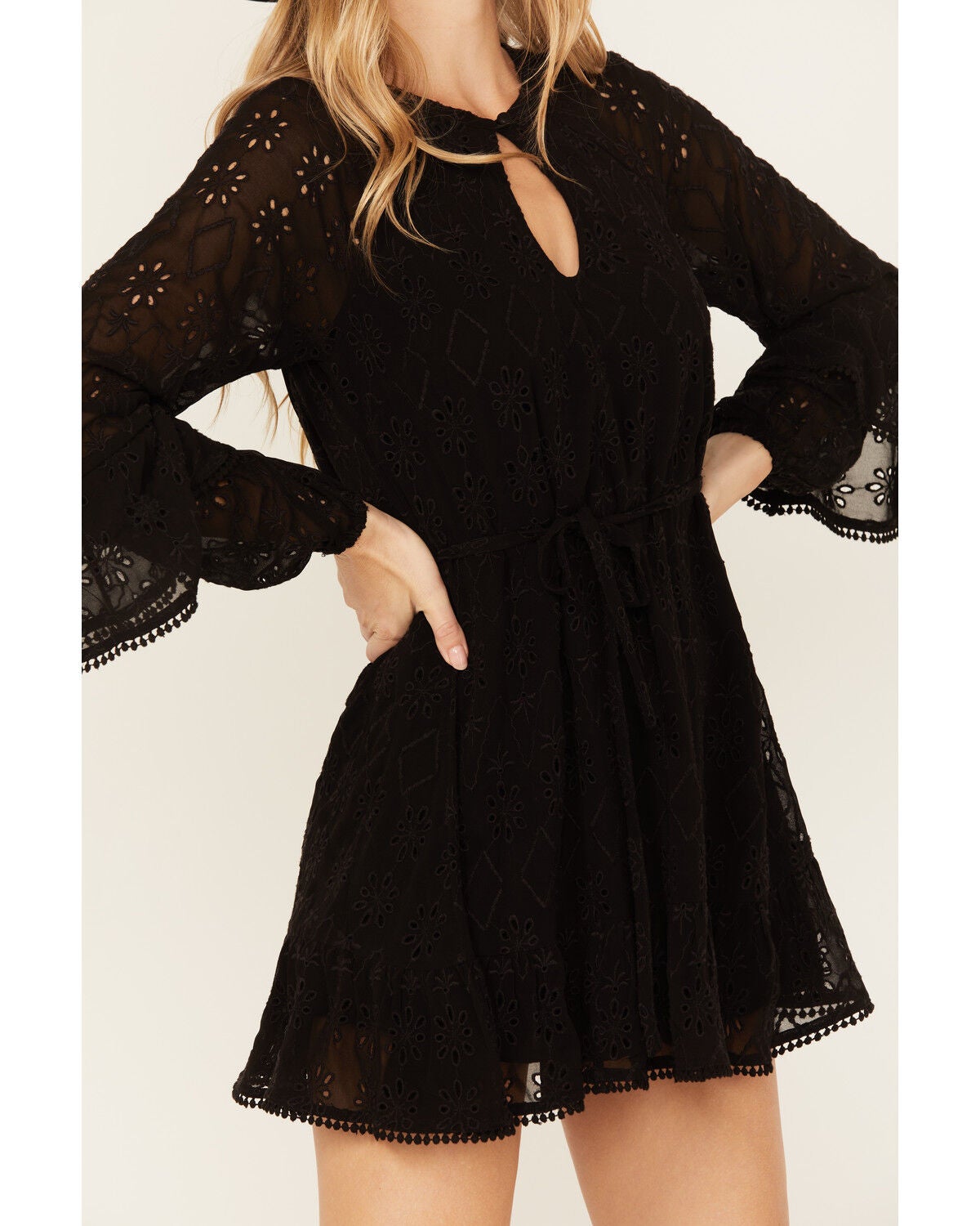 Shyanne Women's Lace Ruffled Mini Dress, Black