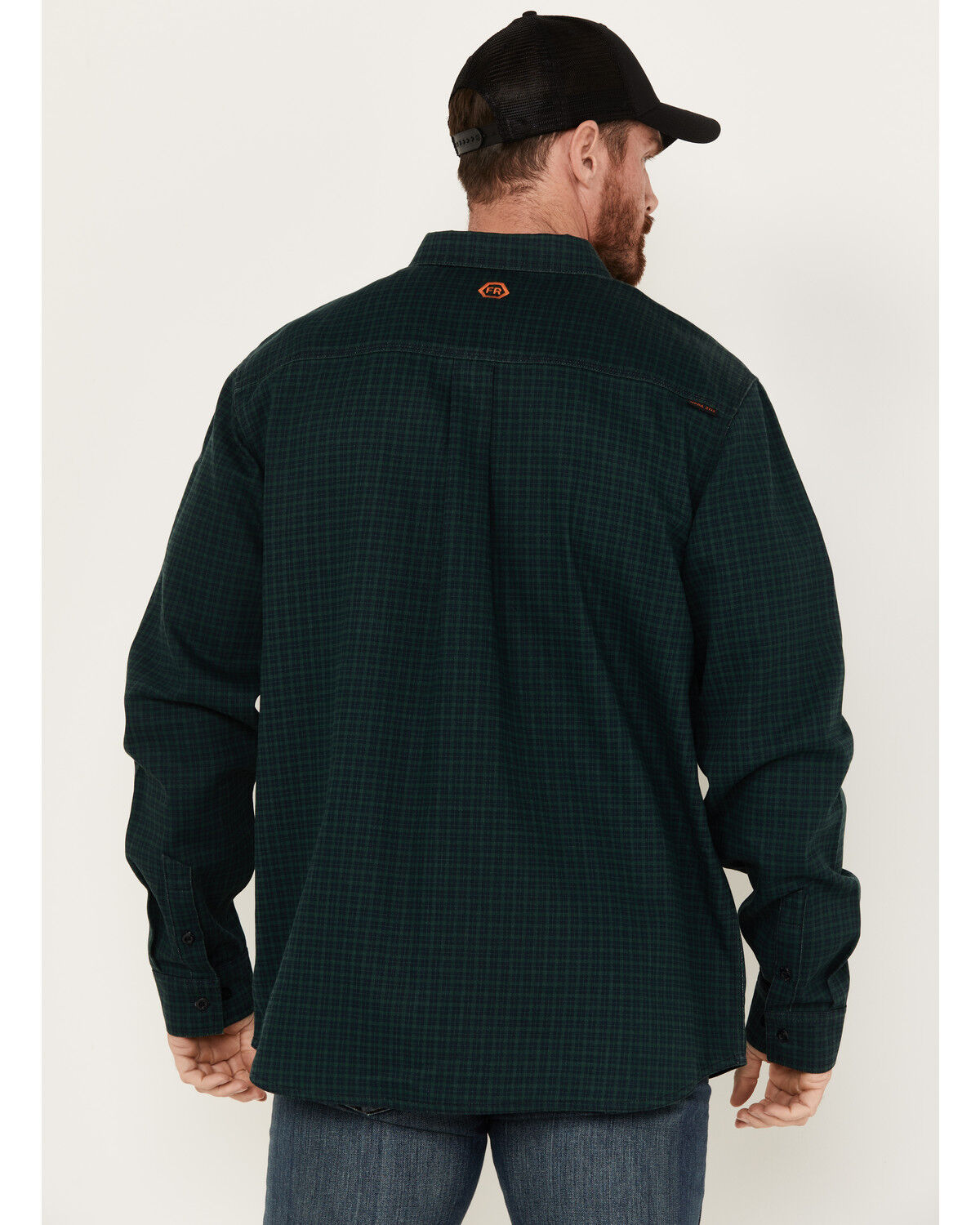 Image #4 - Hawx Men's FR Plaid Print Long Sleeve Button-Down Work Shirt, Green, hi-res