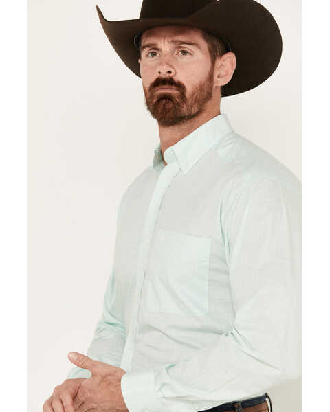 Ariat Men's Solid Slub Classic Fit Long Sleeve Button-Down Western Shirt, Mint, hi-res