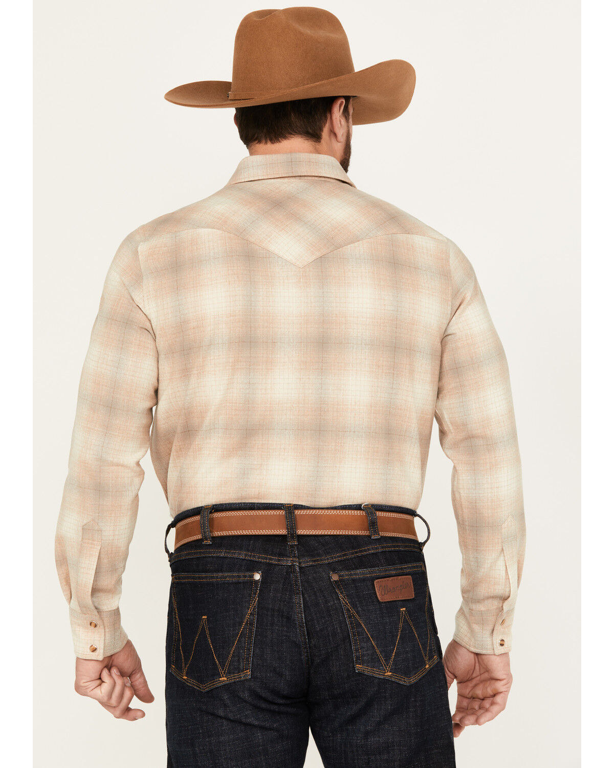 Image #4 - Pendleton Men's Canyon Plaid Print Long Sleeve Western Flannel Snap Shirt, Tan, hi-res