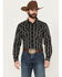 Image #1 - Cody James Men's Range Rover Ready Striped Long Sleeve Snap Western Shirt, Black, hi-res