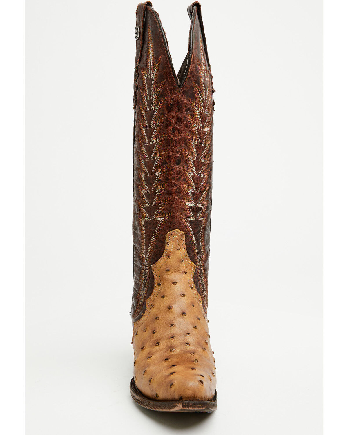 Image #4 - Tanner Mark Women's Ostrich Print Tall Western Boots - Snip Toe, Brown, hi-res
