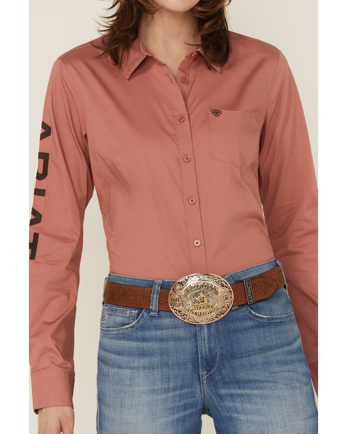 Image #3 - Ariat Women's Printed Team Kirby Long Sleeve Button-Down Western Shirt, Blush, hi-res
