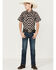 Cody James Boys' Medallion Print Short Sleeve Snap Western Shirt, Multi, hi-res