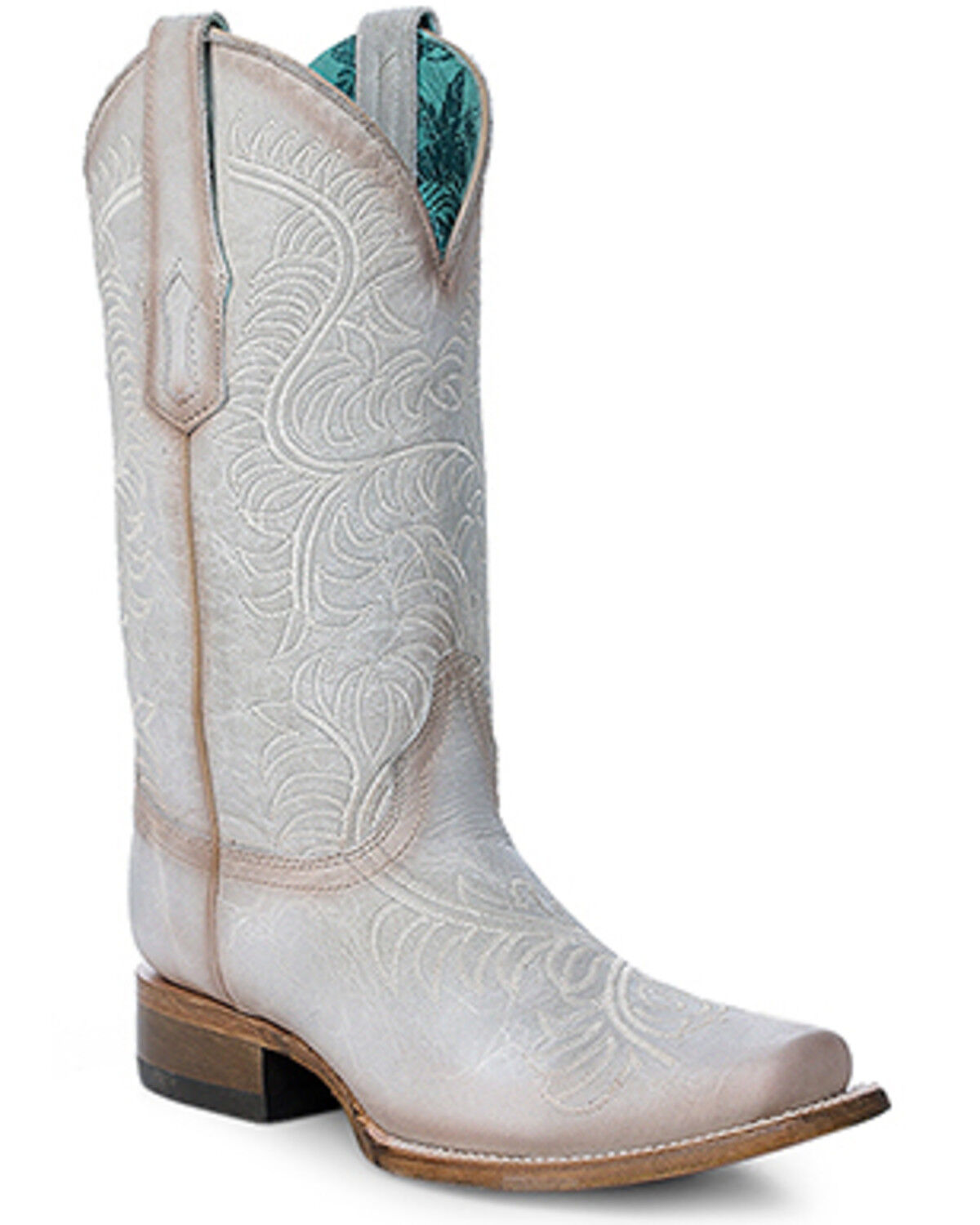 Image #1 - Corral Women's Embroidered Western Boots - Square Toe, White, hi-res