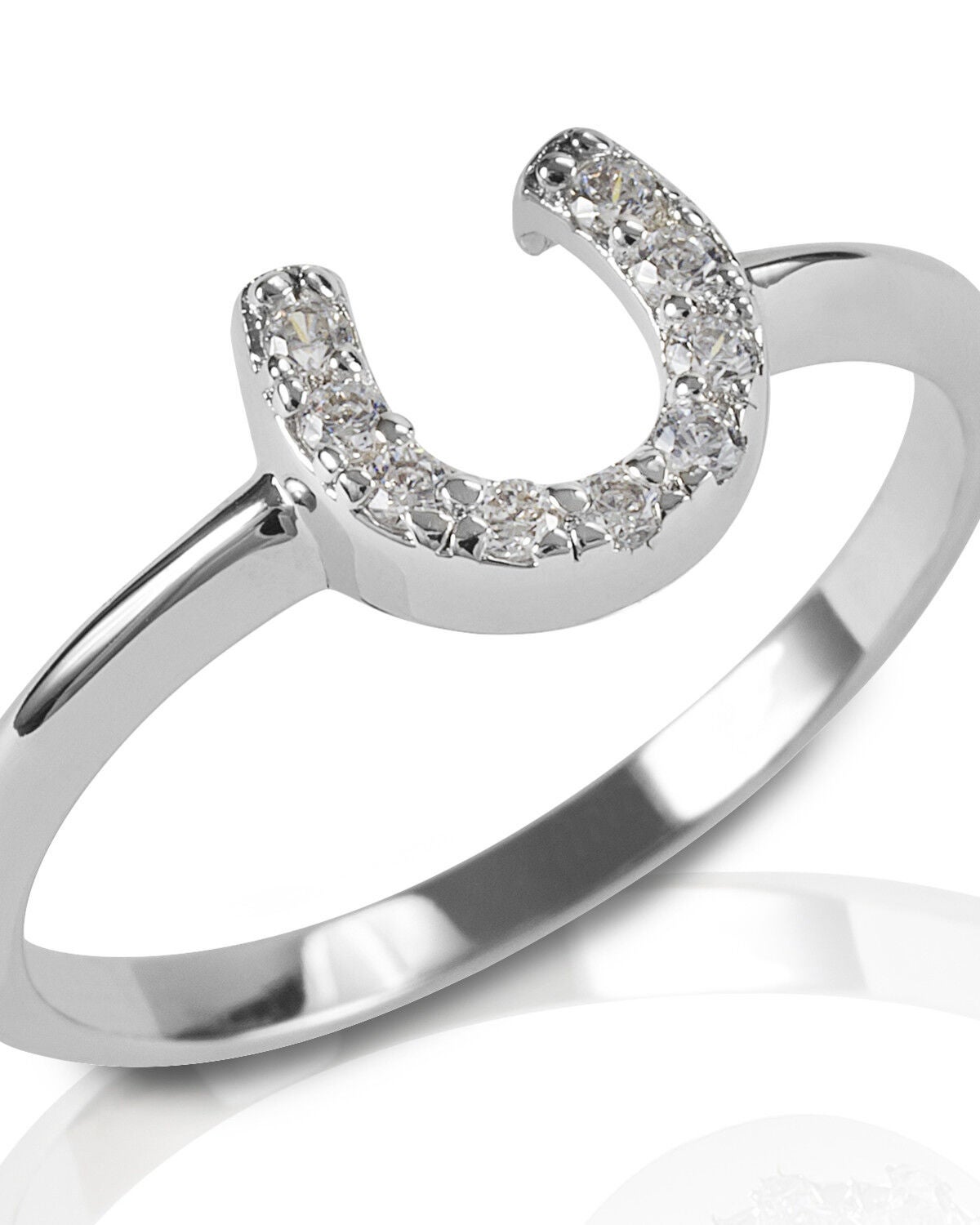 Image #1 - Kelly Herd Women's Clear Horseshoe Ring, Silver, hi-res