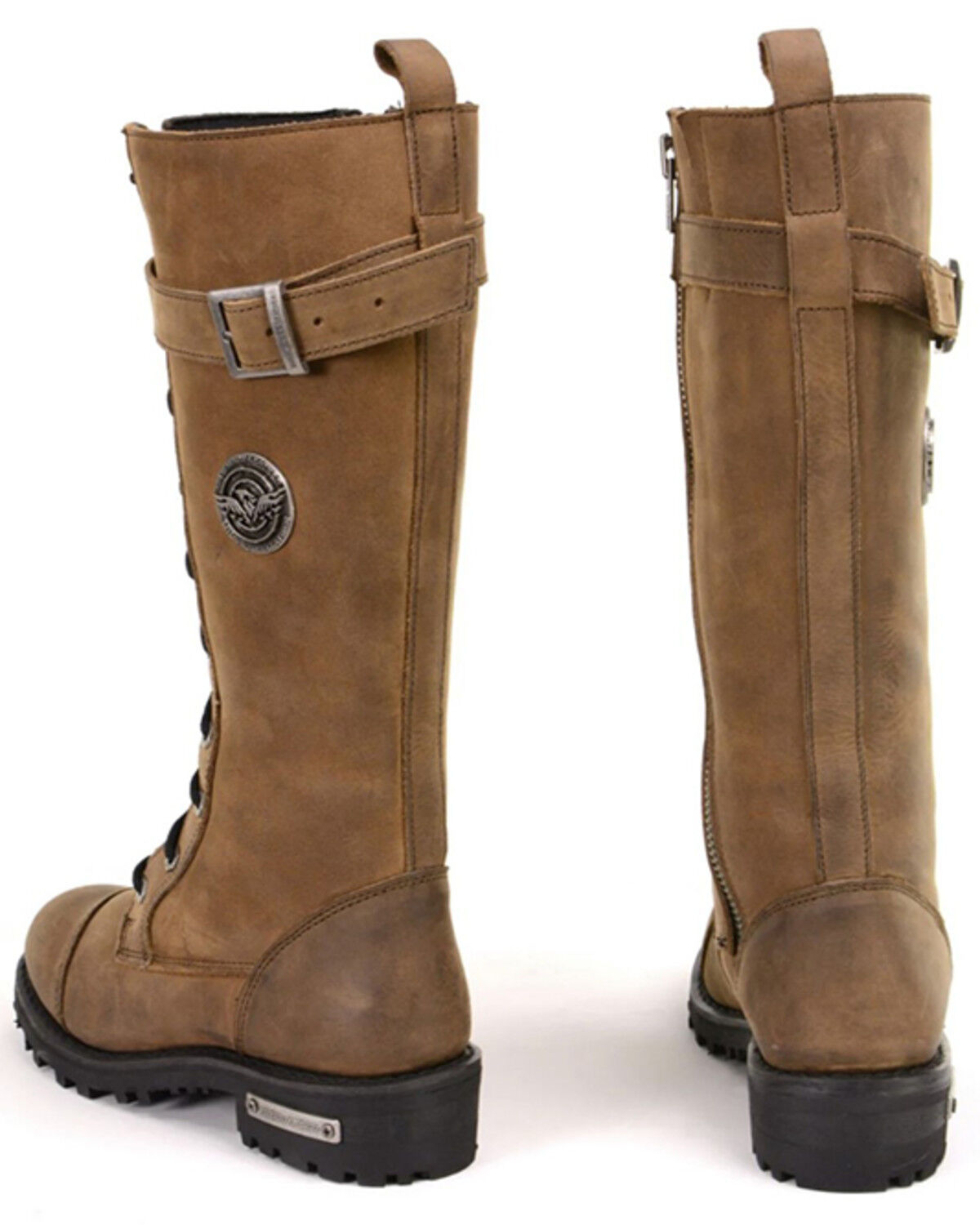 Image #4 - Milwaukee Leather Women's Tall Motorcycle Boots - Round Toe, Brown, hi-res