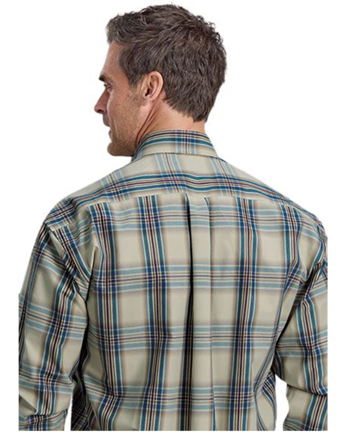 Image #2 - Stetson Men's Plaid Print Long Sleeve Button-Down Western Shirt, Blue, hi-res