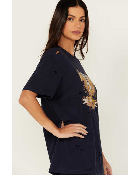 Image #2 - Bohemian Cowgirl Women's Eagle Destructed Short Sleeve Graphic Tee, Navy, hi-res