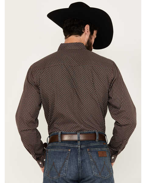 Image #4 - Cinch Men's Geo Print Long Sleeve Button-Down Western Shirt, Brown, hi-res