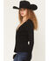 Image #2 - Show Me Your Mumu Women's Fluff Trim Long Sleeve Top, Black, hi-res