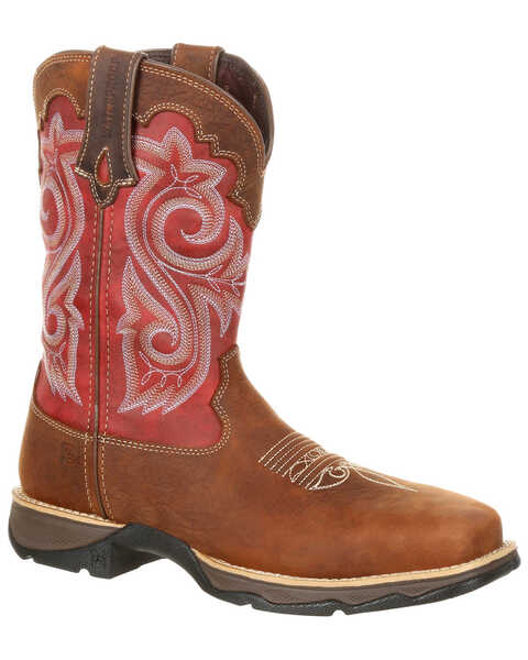 Image #1 - Durango Women's Rebel Waterproof Western Work Boots - Composite Toe , Brown, hi-res