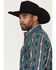 Image #2 - Wrangler Men's Checotah Southwestern Print Long Sleeve Snap Western Shirt, Turquoise, hi-res