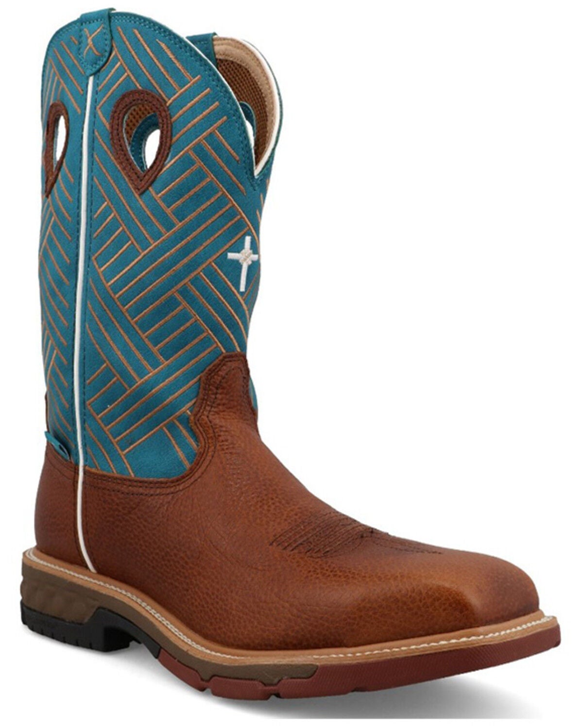 Twisted X Men's Pull-On Work Boots - Alloy Toe, Turquoise, hi-res