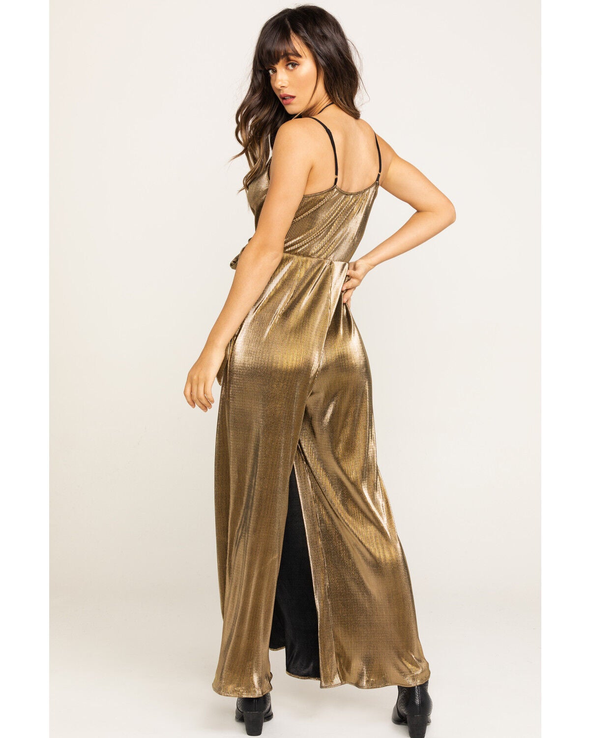 Pleated Gold Jane Jumpsuit | Sheplers