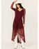 Image #2 - Shyanne Women's Maxi Long Sleeve Lace Dress, Maroon, hi-res