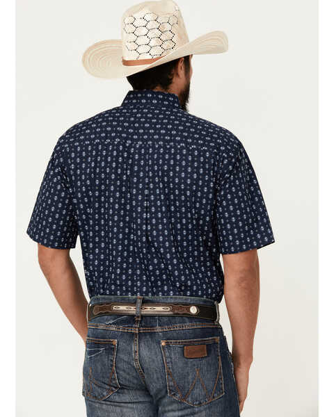 Image #4 - Cinch Men's Geo Short Sleeve Button-Down Western Shirt, Navy, hi-res