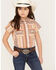 Image #1 - Shyanne Girls' Short Sleeve Southwestern Print Pearl Snap Shirt, Blush, hi-res