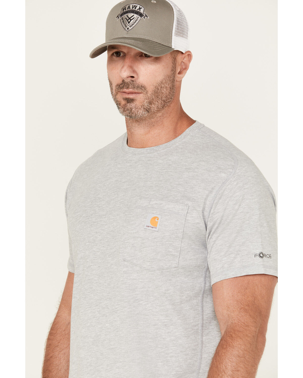 Image #2 - Carhartt Men's Force Relaxed Midweight Logo Pocket Work T-Shirt, Silver, hi-res