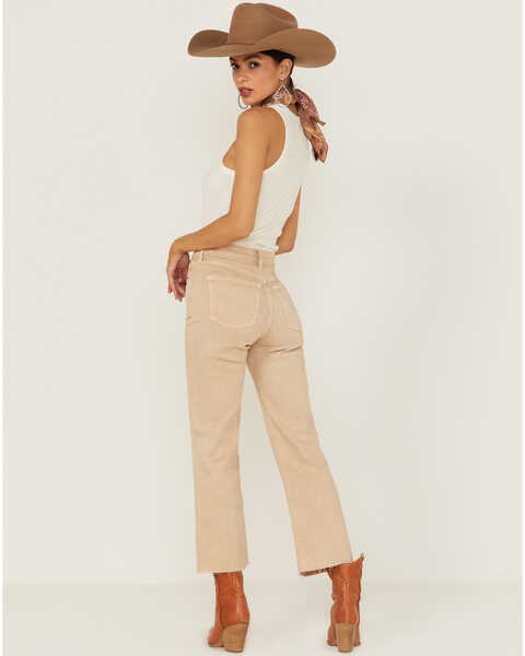 Image #3 - Sneak Peek Women's Natural High Rise Raw Hem Crop Jeans , Natural, hi-res