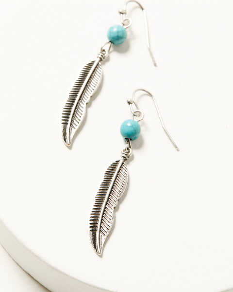 Image #3 - Shyanne Women's Cactus Feather Hoop Earring Set - 3 Piece, Silver, hi-res