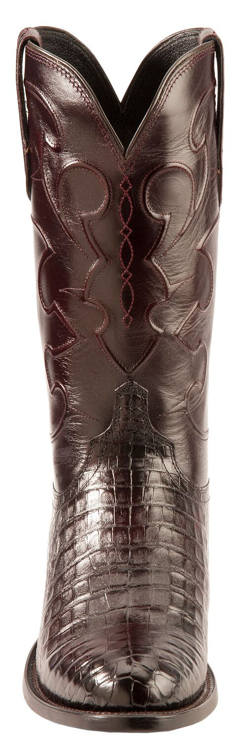 Image #4 - Lucchese Men's Charles Crocodile Belly Cowboy Boots - Round Toe, Black Cherry, hi-res