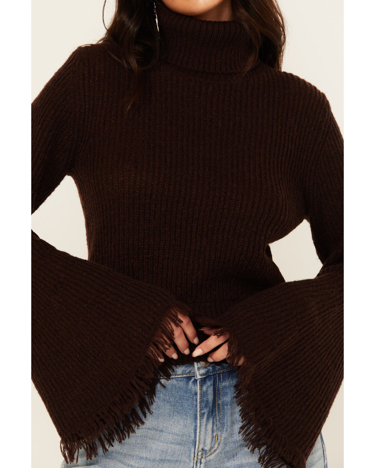 Image #3 - Shyanne Women's Bell Sleeve Marled Sweater, Chocolate, hi-res