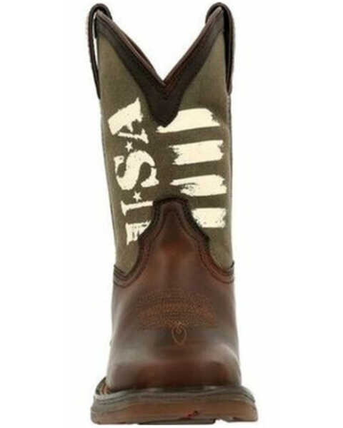 Image #4 - Durango Boys' Lil' Rebel USA Flag Western Boots - Broad Square Toe, Dark Brown, hi-res